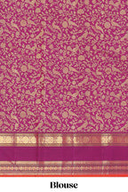 Multicolor plain parambariya pattu saree with contrast purple stripe with zari edging with zari butta pallu with floral blouse