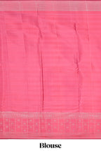 Soft pastel pink zari striped parambariya pattu saree with checked zari border with buttas and pallu comes with plain blush pink blouse