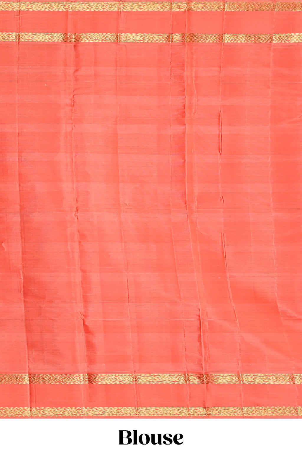 Peach pink with tonal shades checked parambariya pattu saree with contrast border and zari pallu comes with plain blouse