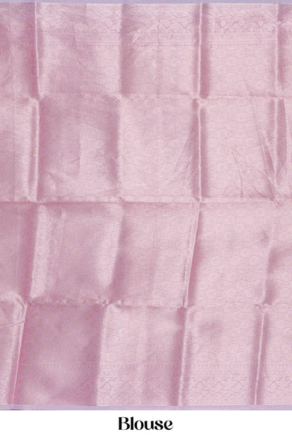 PINK TISSUE SAREE WITH PINK BLOUSE
