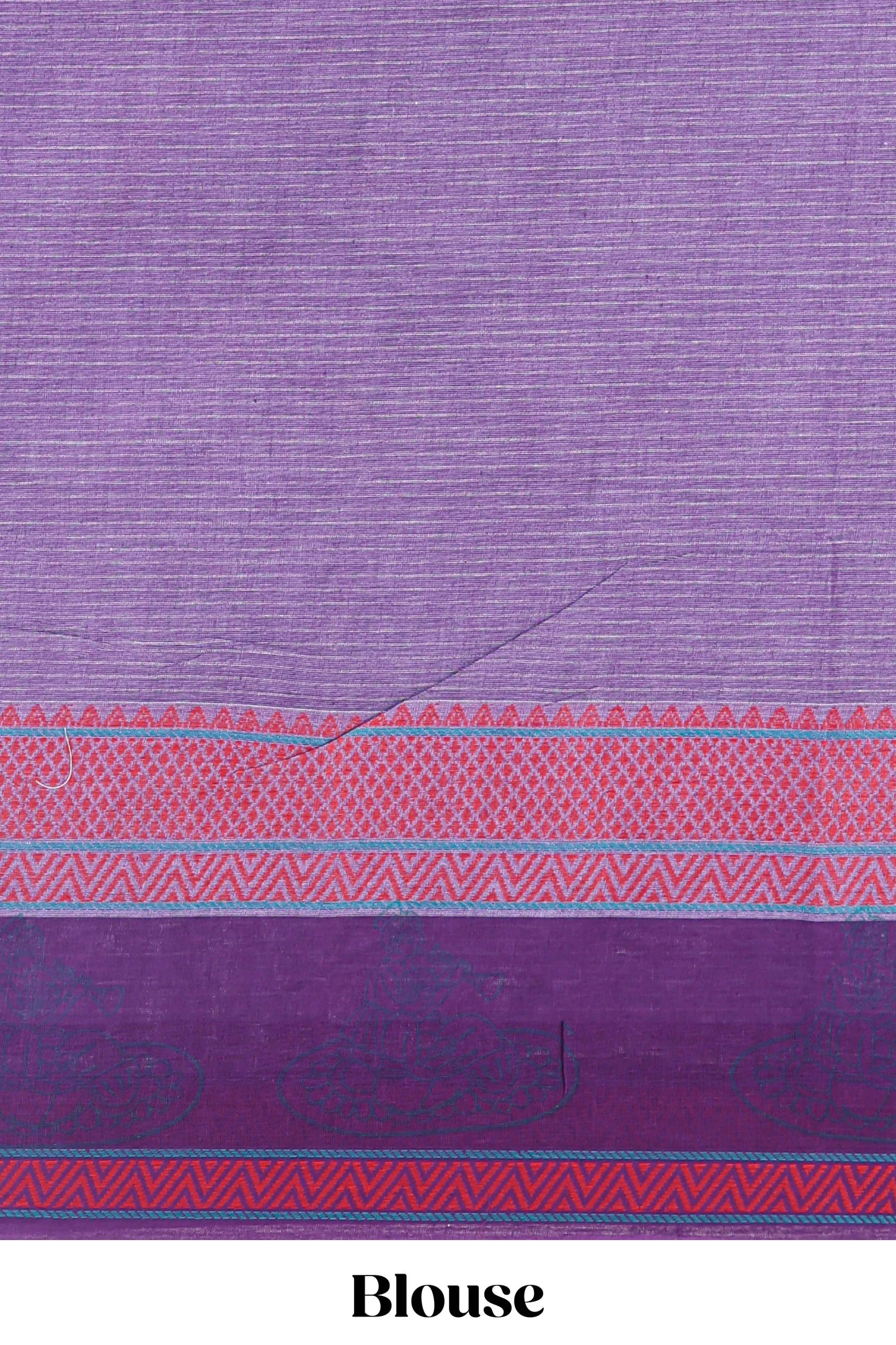 Lavender checked bamboo leaf design chirala cotton saree with self border and matching blouse