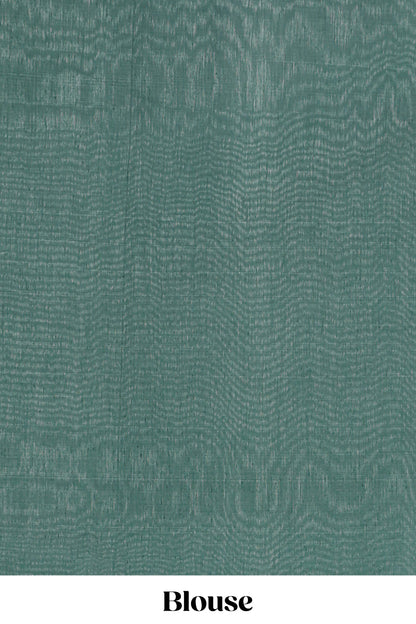 Borderless sandal floral motifs maheshwari cotton saree with contrast pallu and blouse