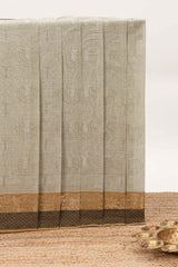 Beige unique design kovai cotton saree with contrast border and matching pallu