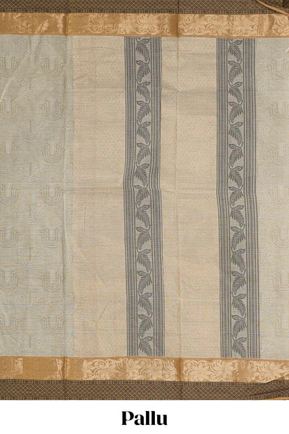 Beige unique design kovai cotton saree with contrast border and matching pallu