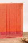 Orange unique design kovai cotton saree with contrast border and matching pallu