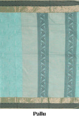 Blue unique design kovai cotton saree with contrast border and matching pallu