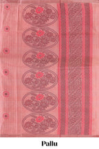 Onion pink floral motifs kovai cotton saree with self border and matching pallu
