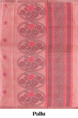 Onion pink floral motifs kovai cotton saree with self border and matching pallu