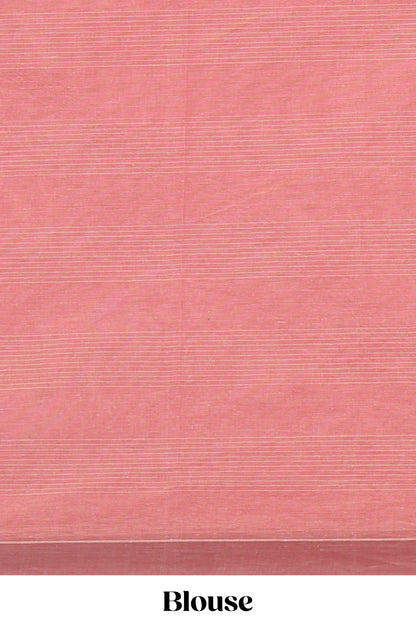 Onion pink floral motifs kovai cotton saree with self border and matching pallu
