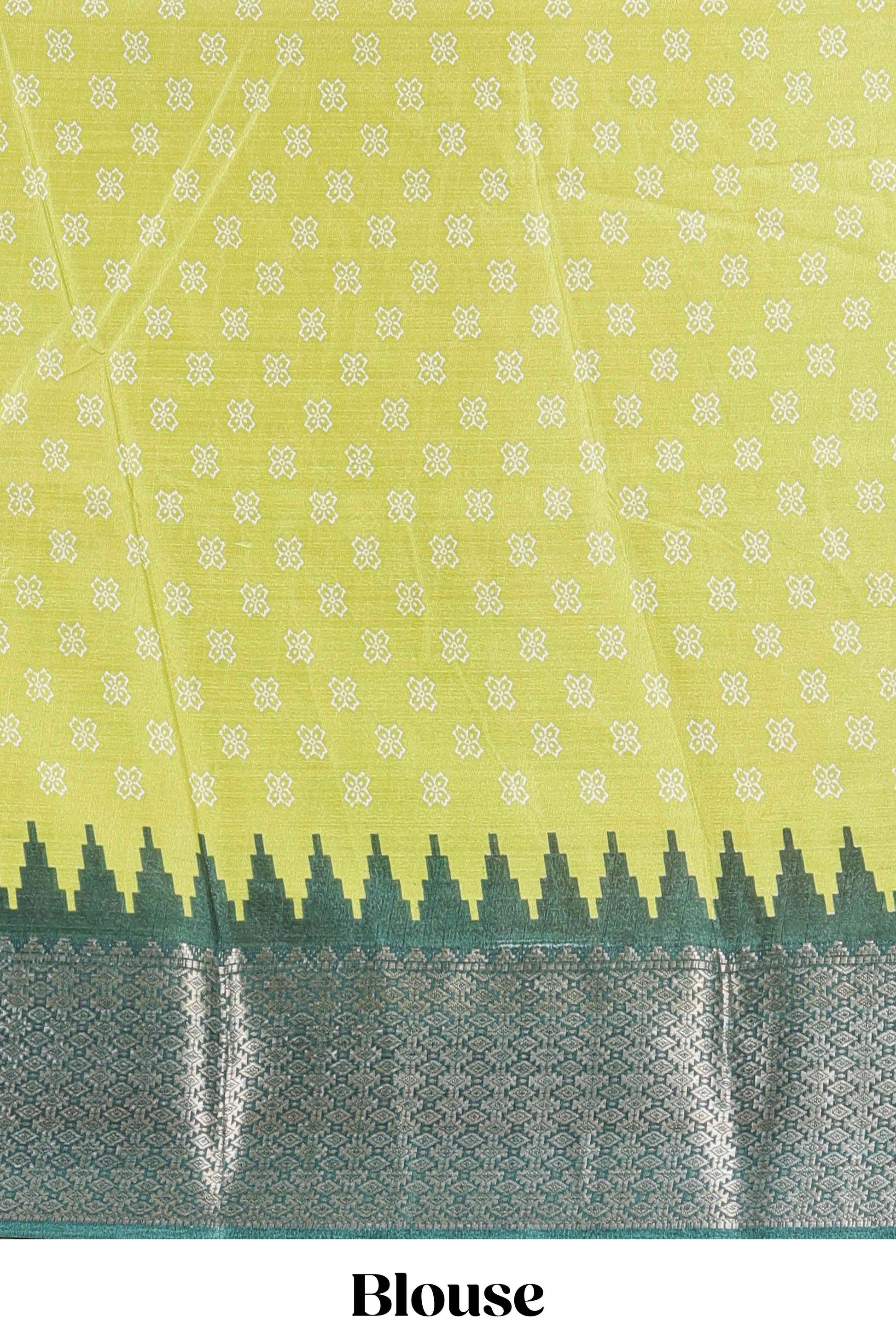 Parrot green semi dola festive saree
