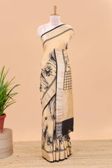 Pastal orange chanderi cotton saree