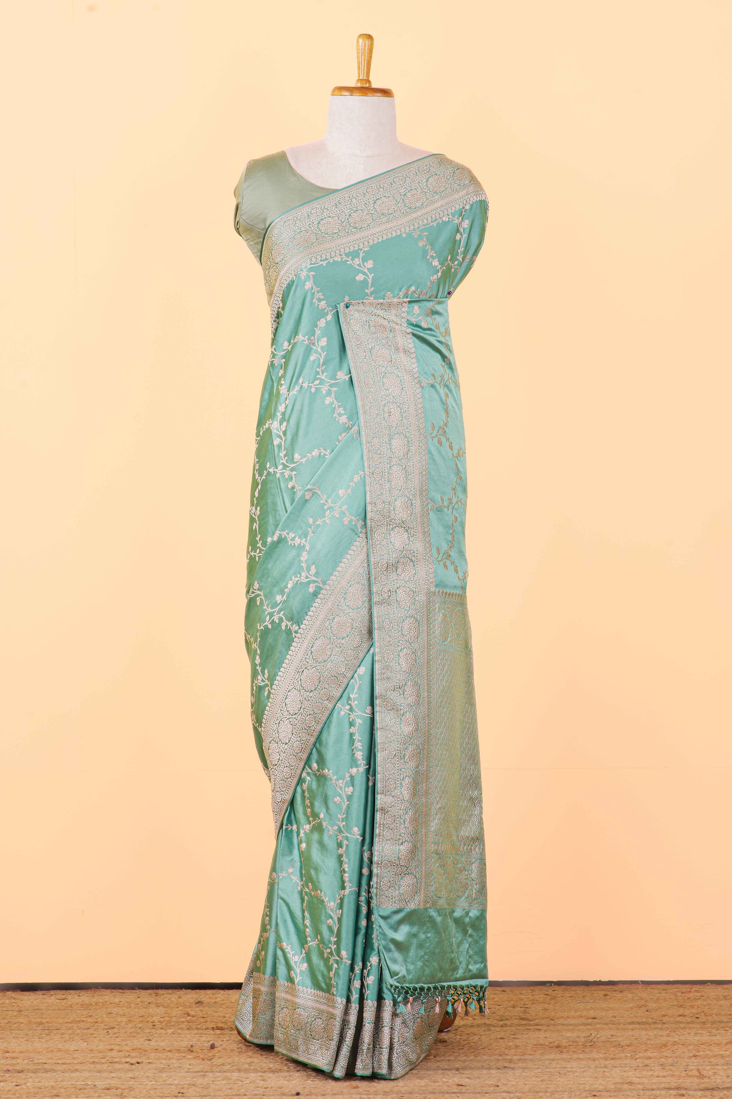 Pastel green Banarasi art silk saree