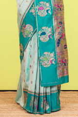 Pastel green art silk graceful drape saree