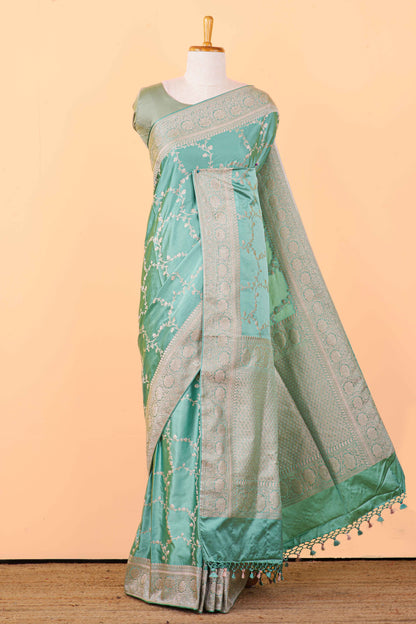 Pastel green zari pallu silk
