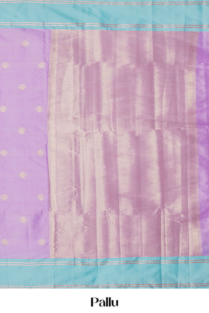 Pastel lavender semi soft silk woven saree