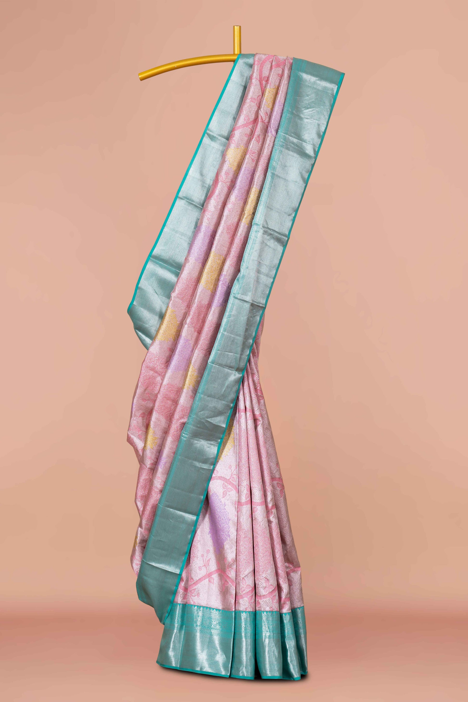 Pastel pink pattu saree