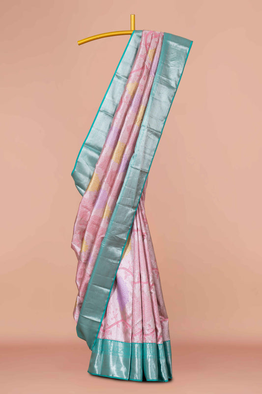 Pastel pink pattu saree