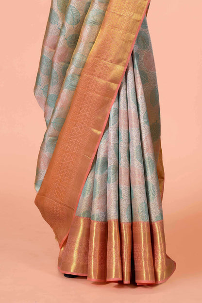 Pastel zari border saree