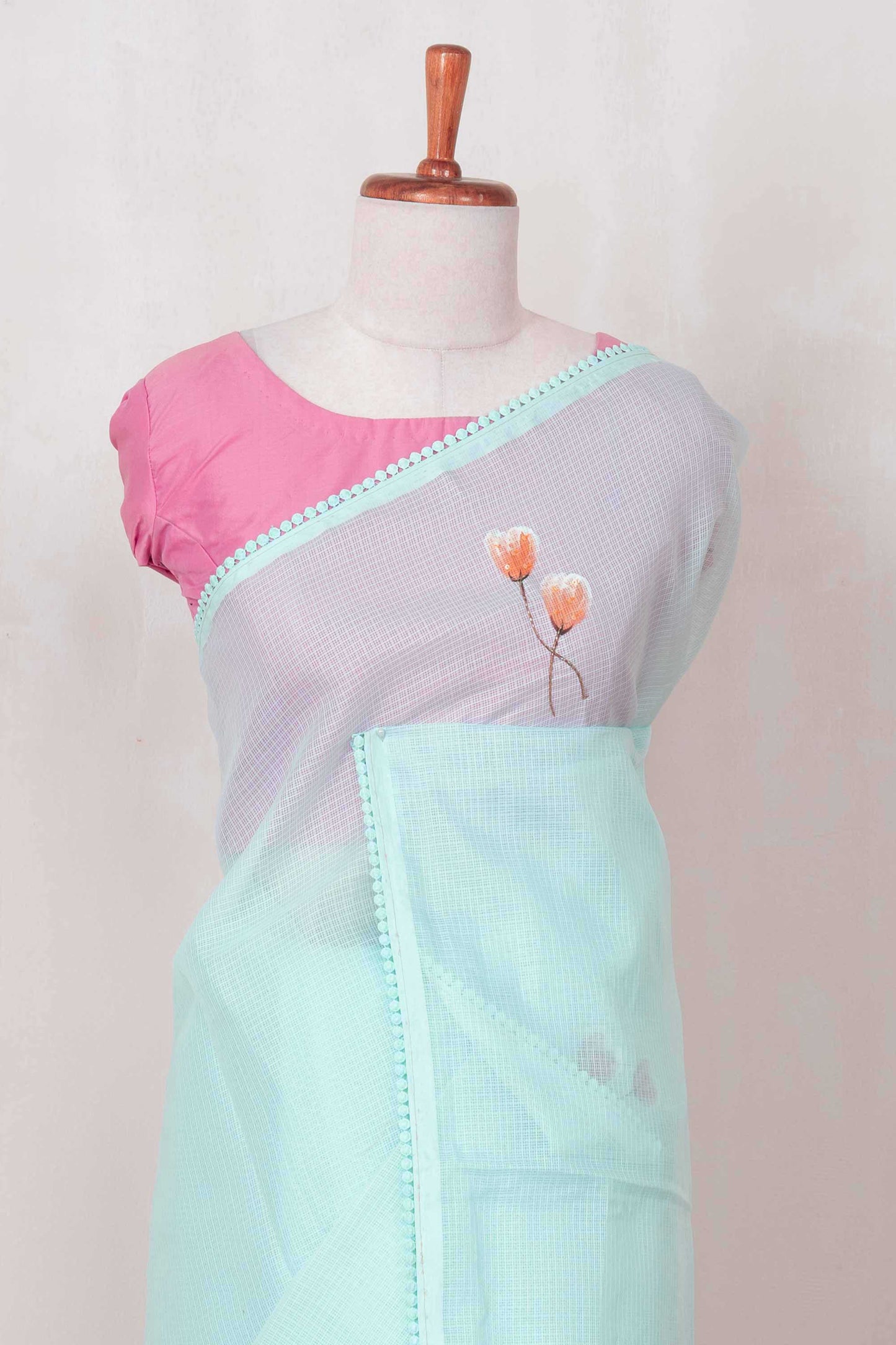  Peach Kota cotton saree
