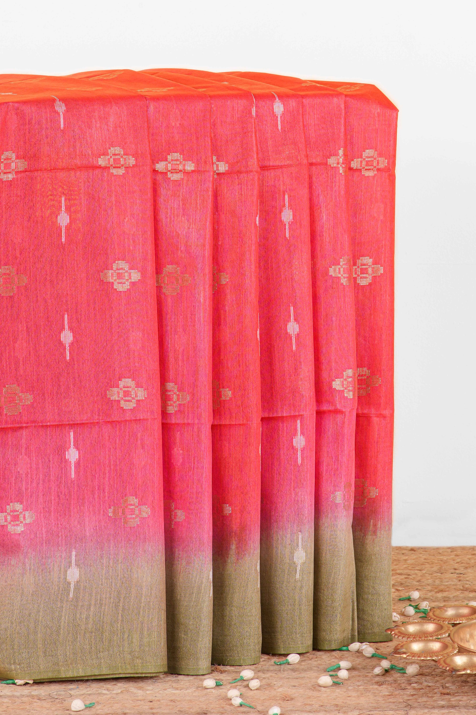 Peach Semi Tussar Saree