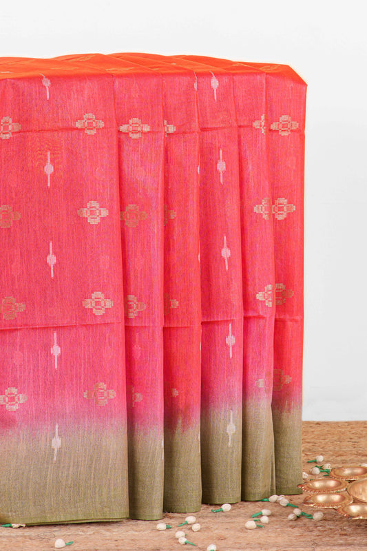 Peach Semi Tussar Saree