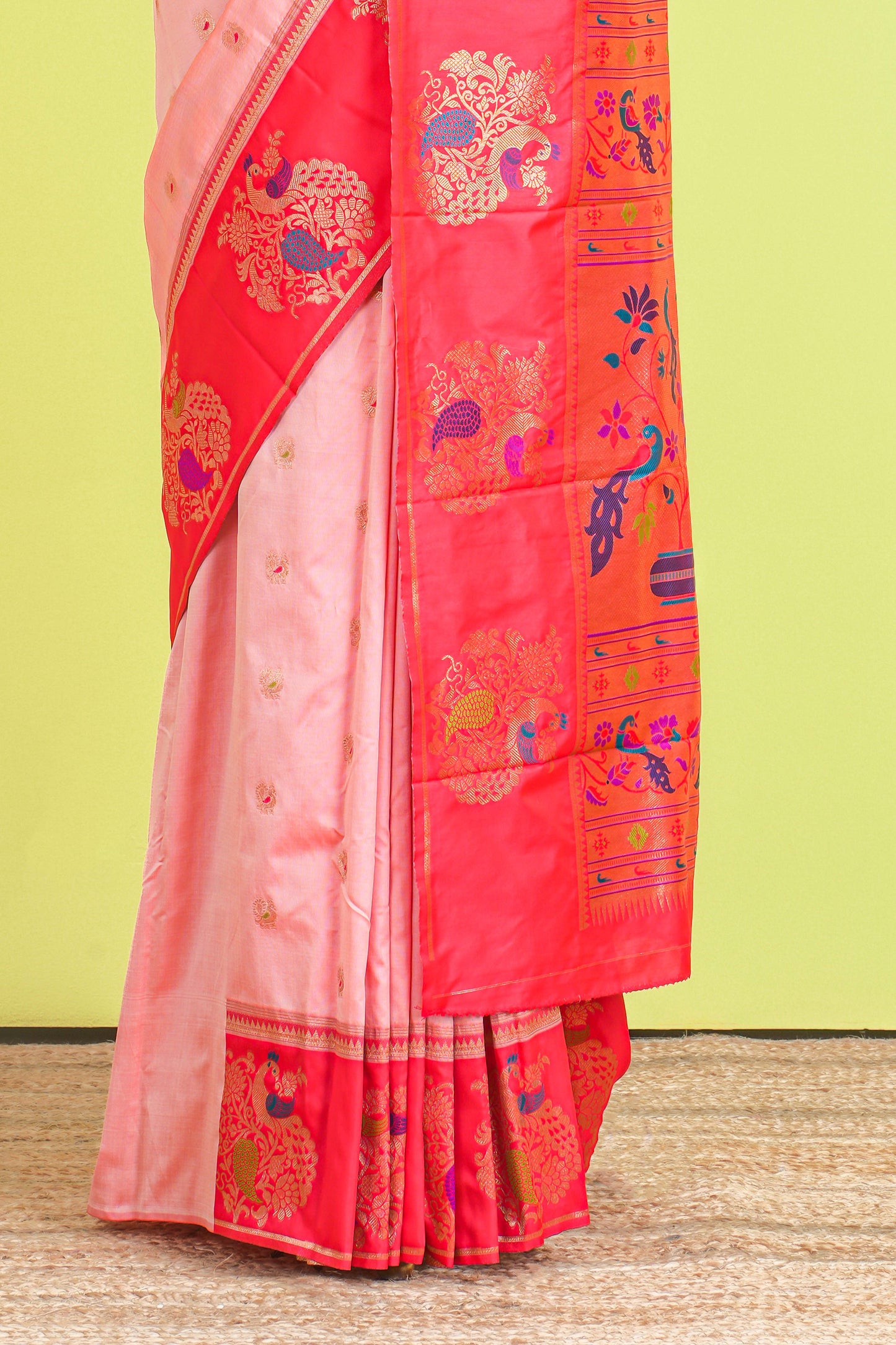 Peach art silk celebration saree