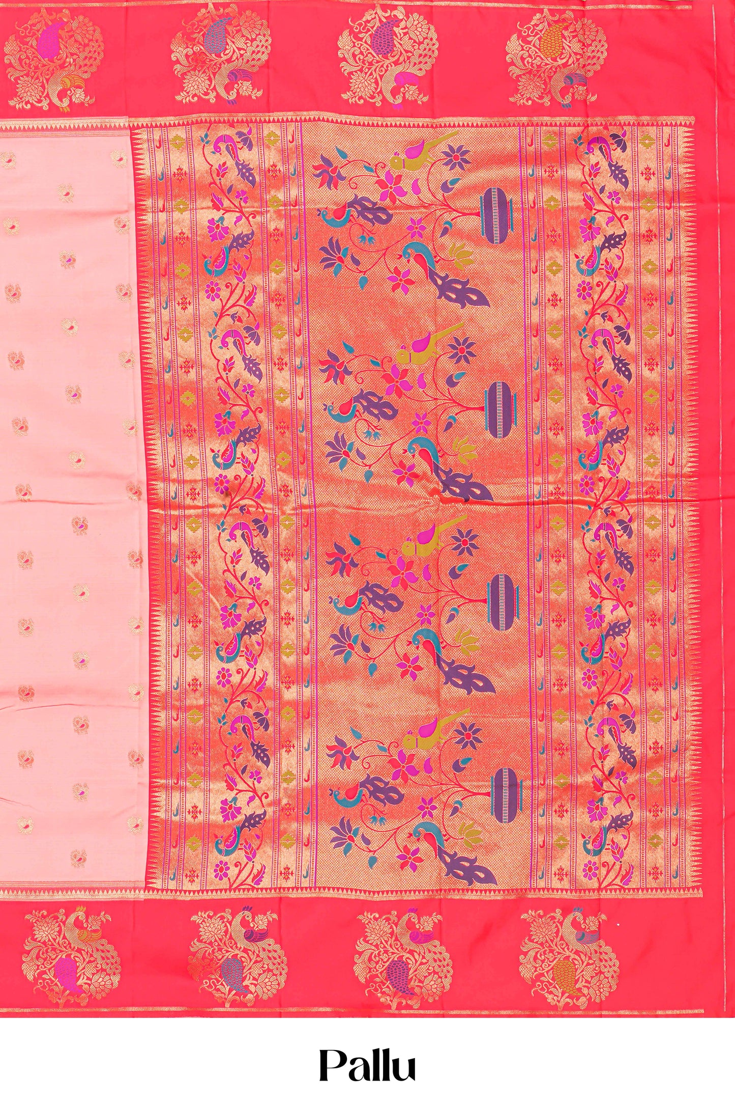 Peach art silk rich weave saree