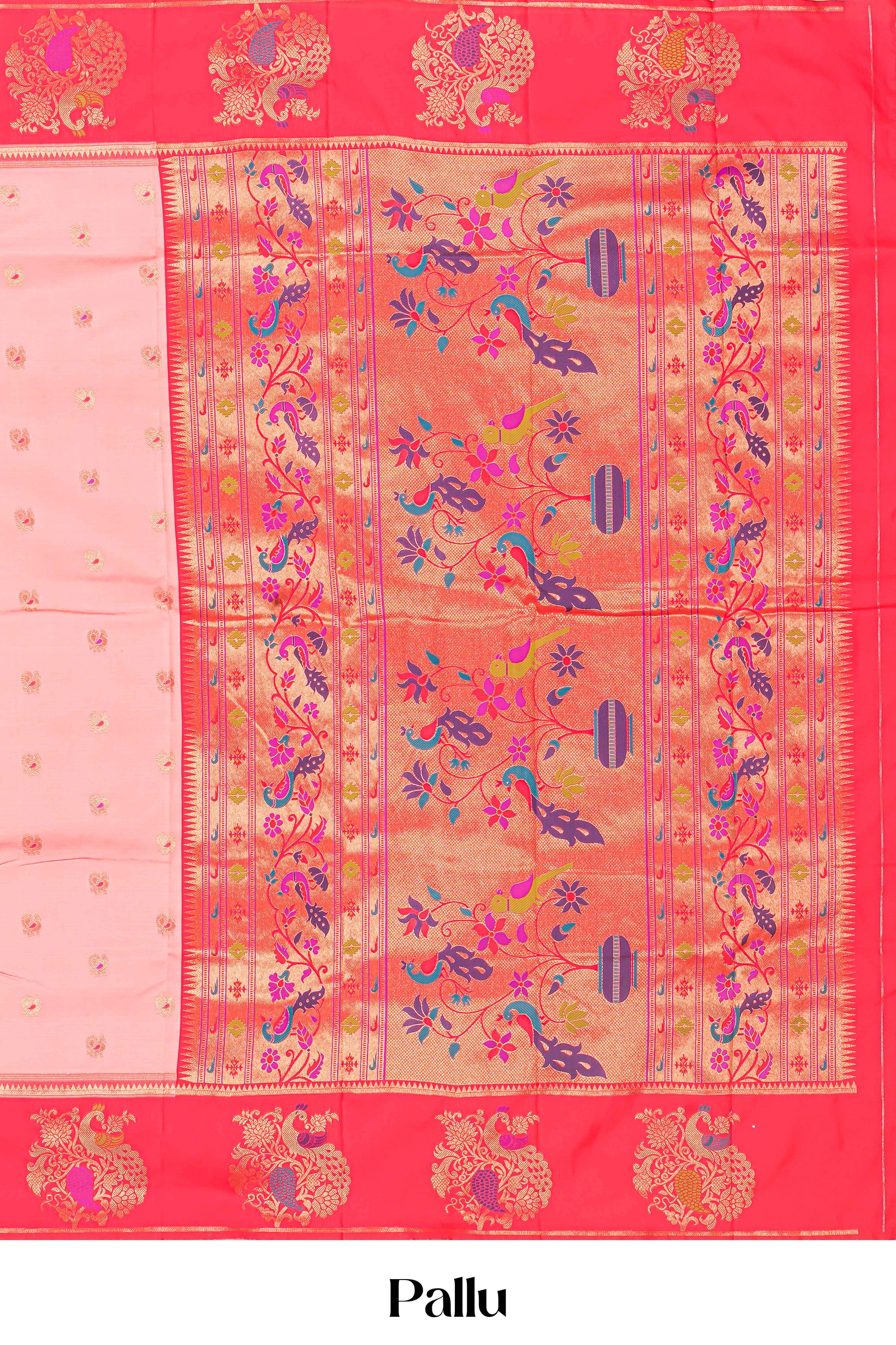 Peach art silk rich weave saree