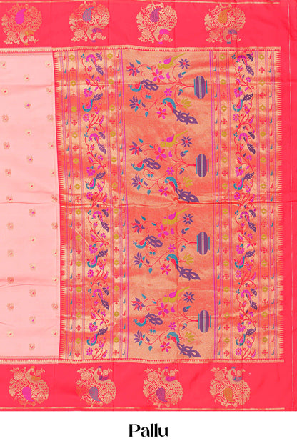 Peach art silk rich weave saree