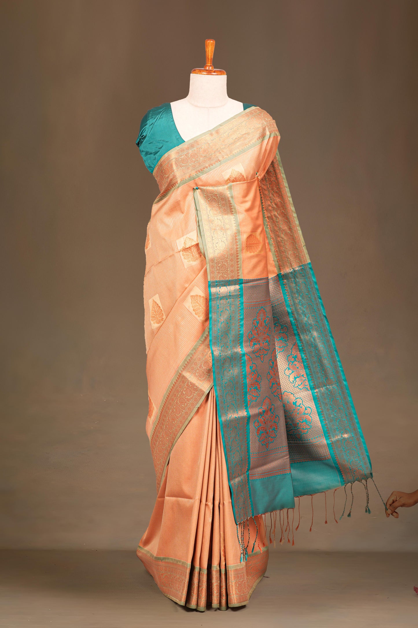 Peach art soft silk festive saree