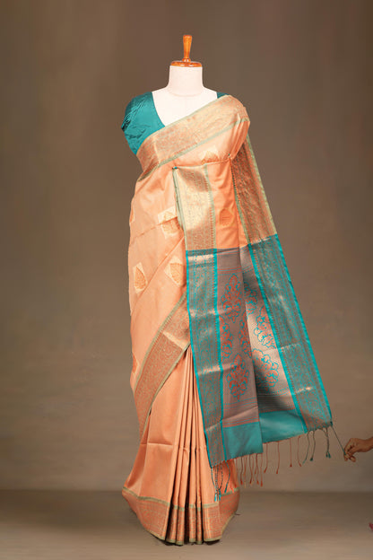 Peach art soft silk festive saree