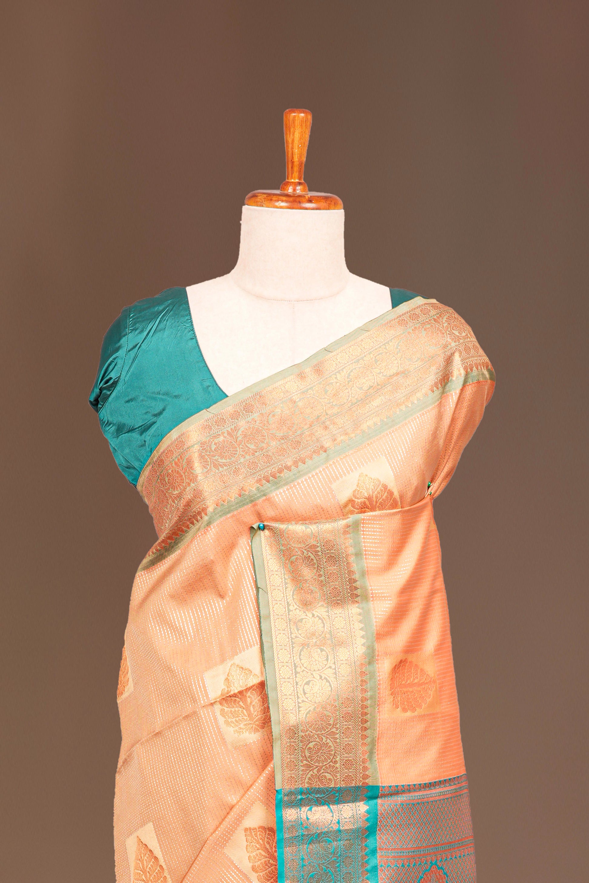 Peach art soft silk flowing drape saree