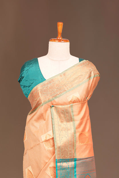 Peach art soft silk flowing drape saree