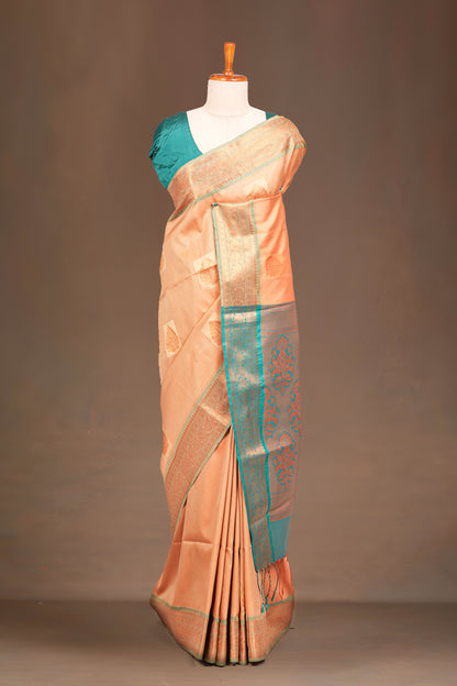 Peach art soft silk smooth texture saree