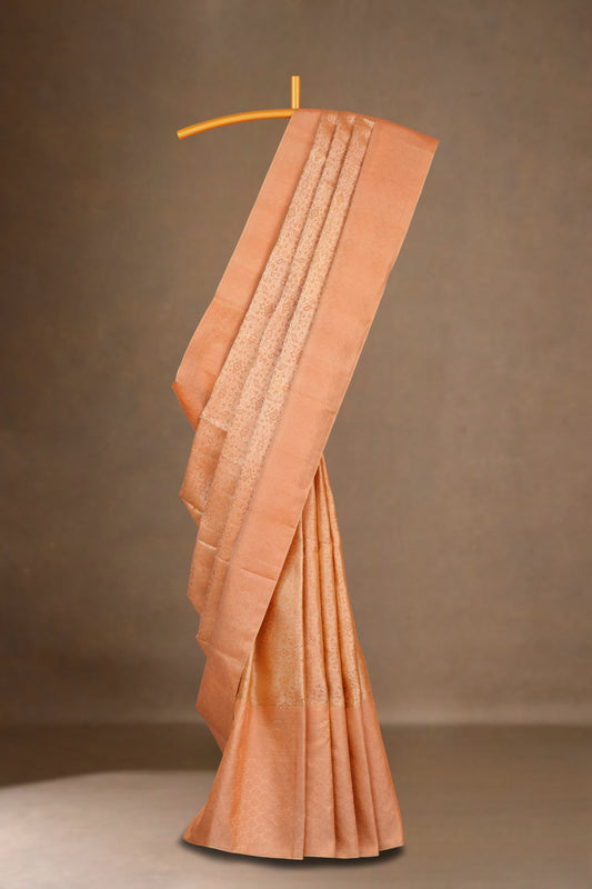Peach bridal kanchipuram silk saree
