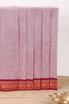 Peach checked chettinad cotton saree