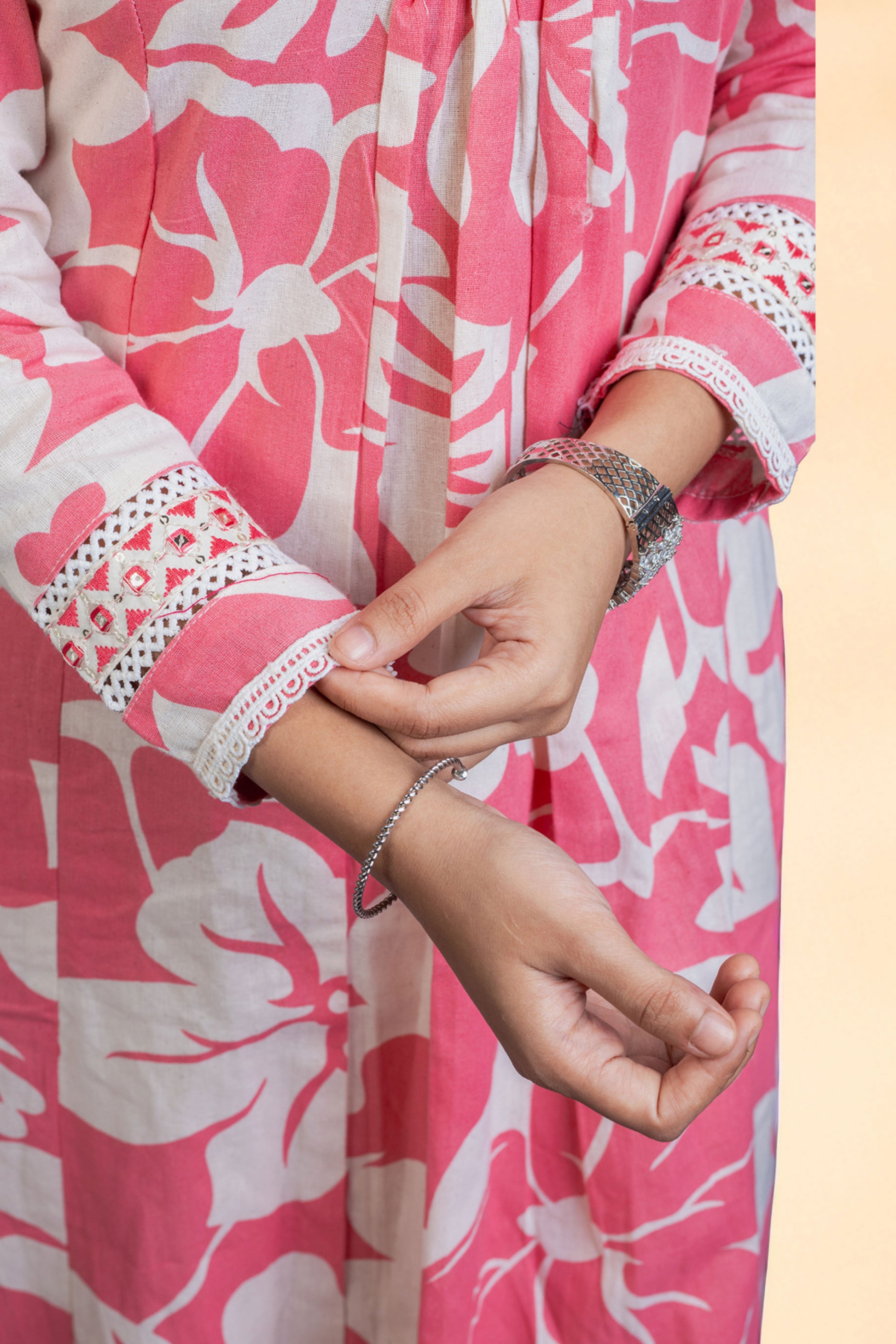 Peach cotton designer salwar set
