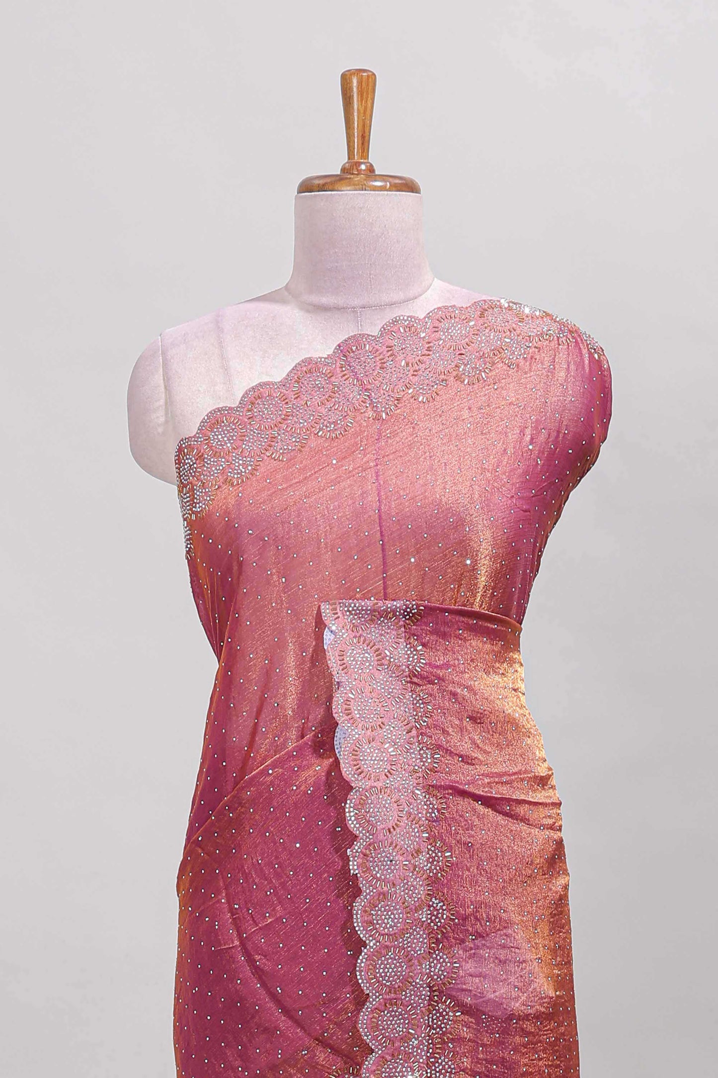 Peach festive designer saree