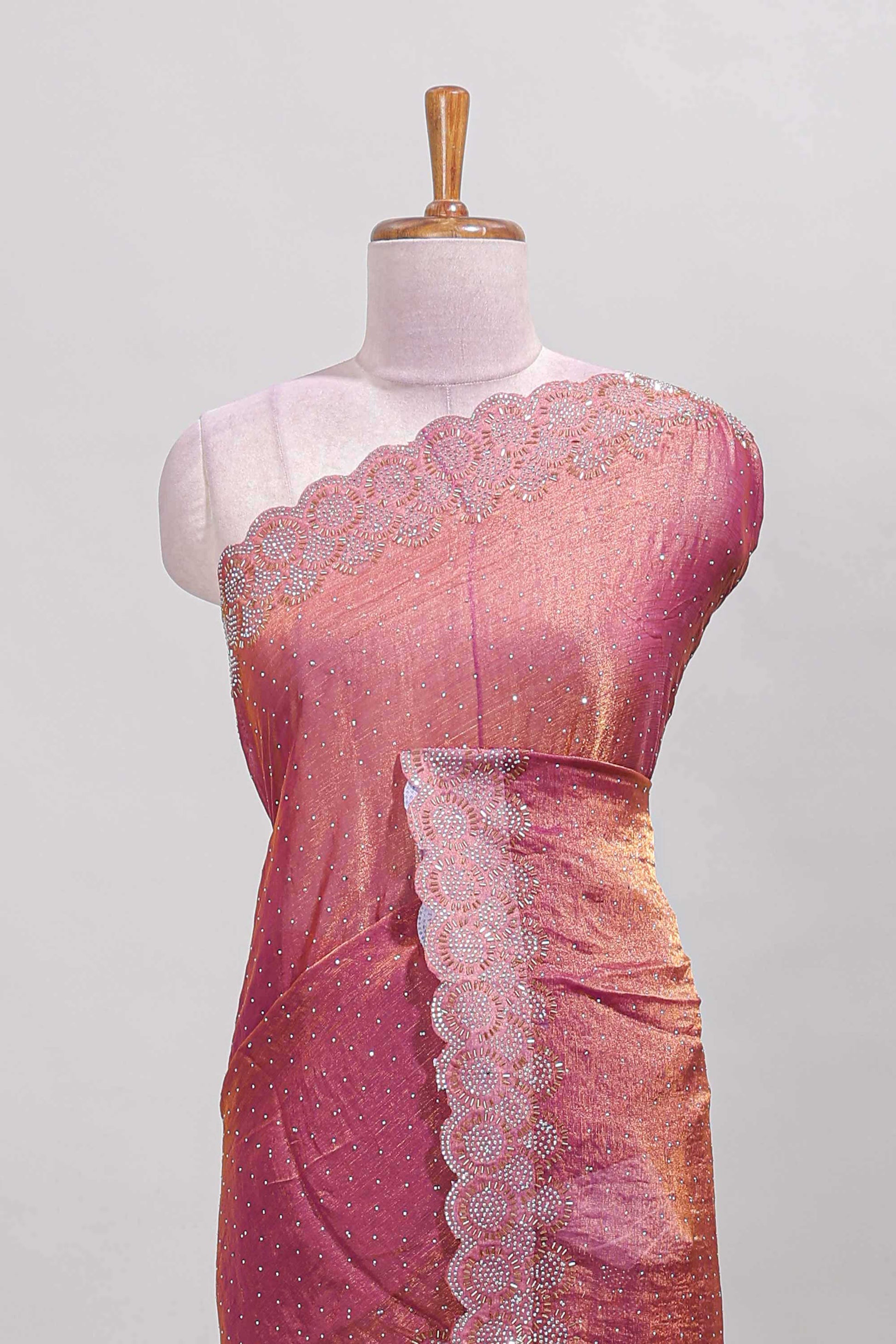 Peach festive designer saree