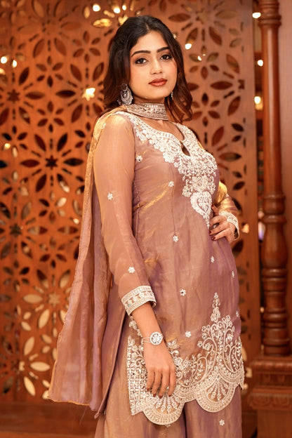 Peach festive sharara outfit
