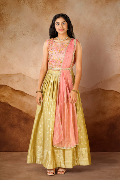 Peach festive suit with dupatta