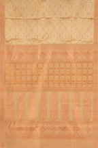 Peach jacquard woven silk saree
