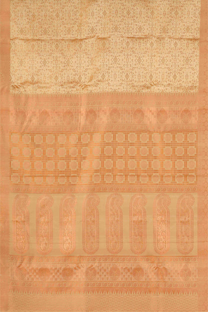 Peach jacquard woven silk saree
