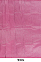Peach lichi silk contrast pallu saree
