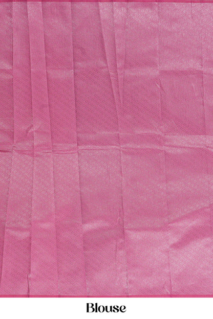 Peach lichi silk contrast pallu saree