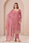 Peach munga silk embroidered suit set