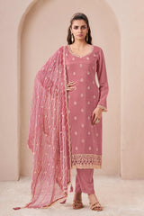 Peach munga silk embroidered suit set