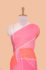 Peach pastel weave saree