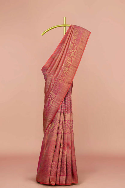 Peach pattu jacquard saree
