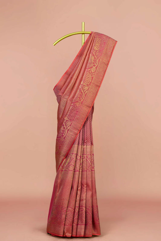 Peach pattu jacquard saree